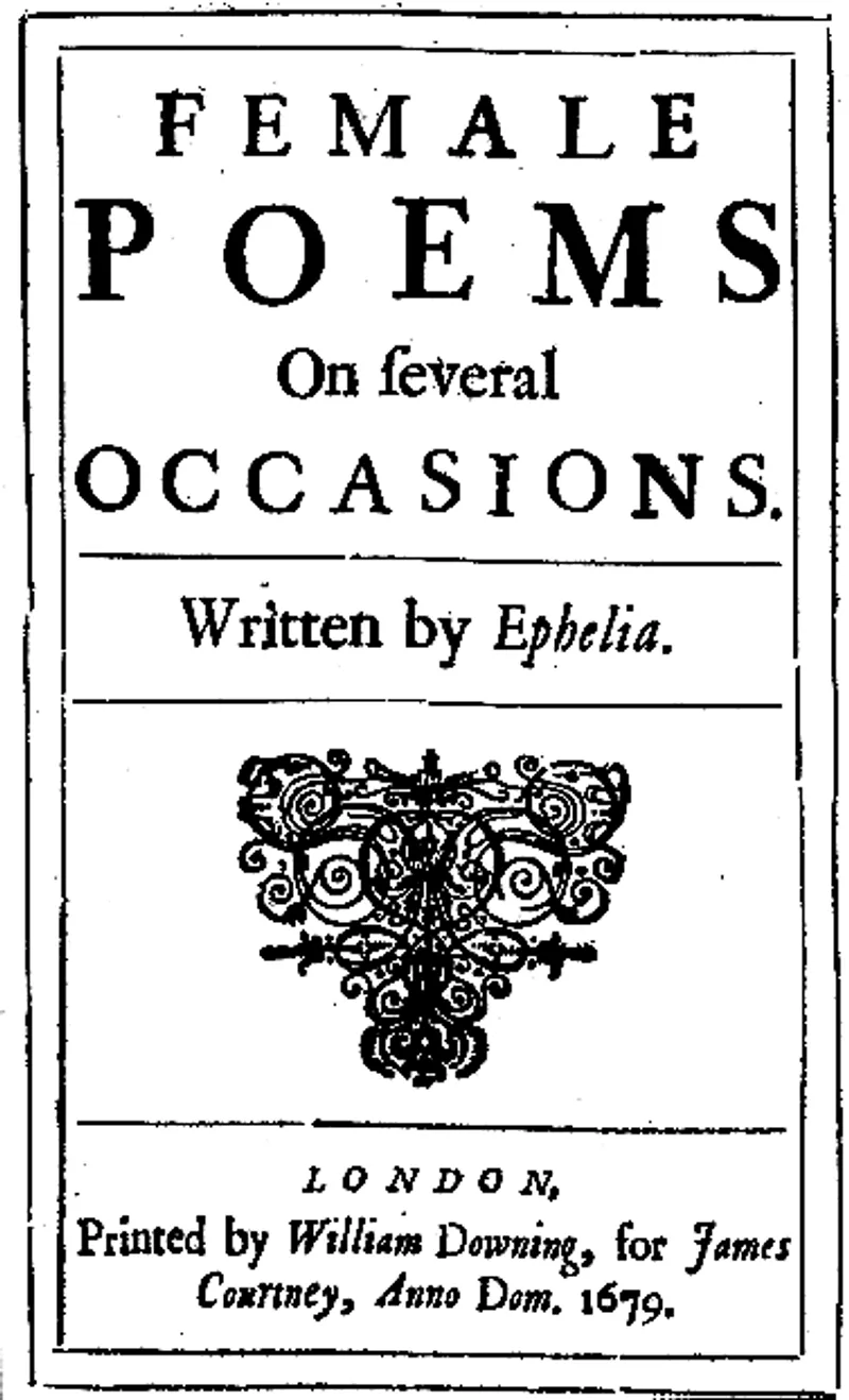 Title-page of Female Poems by Ephelia from 1679