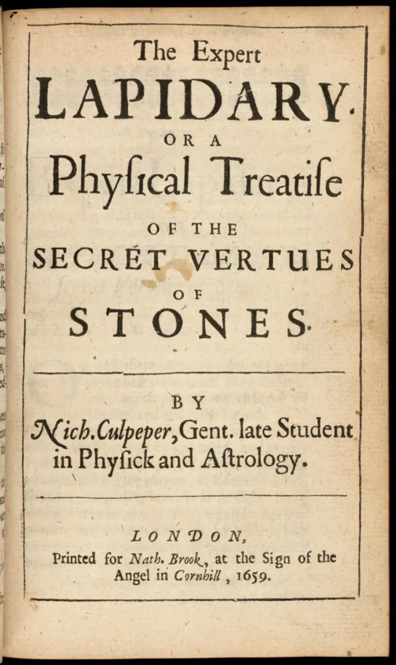 Title page of "The Expert Lapidary" by Nicholas Culpeper (1659)