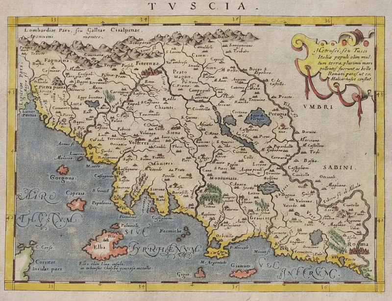 A 16th-century map of Tuscany