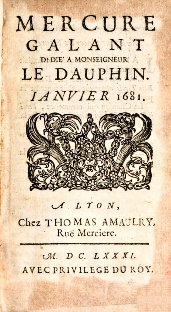 Title page of the Mercure Galant, January 1681. (Image credit: Wikimedia Commons)