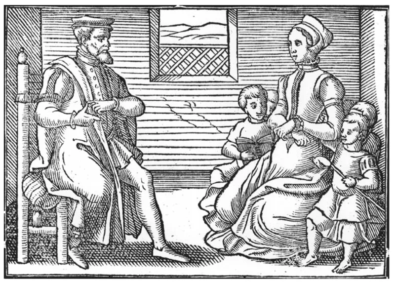 A family, in the Whole Book of Psalms (1563). Source: Wikimedia Commons.