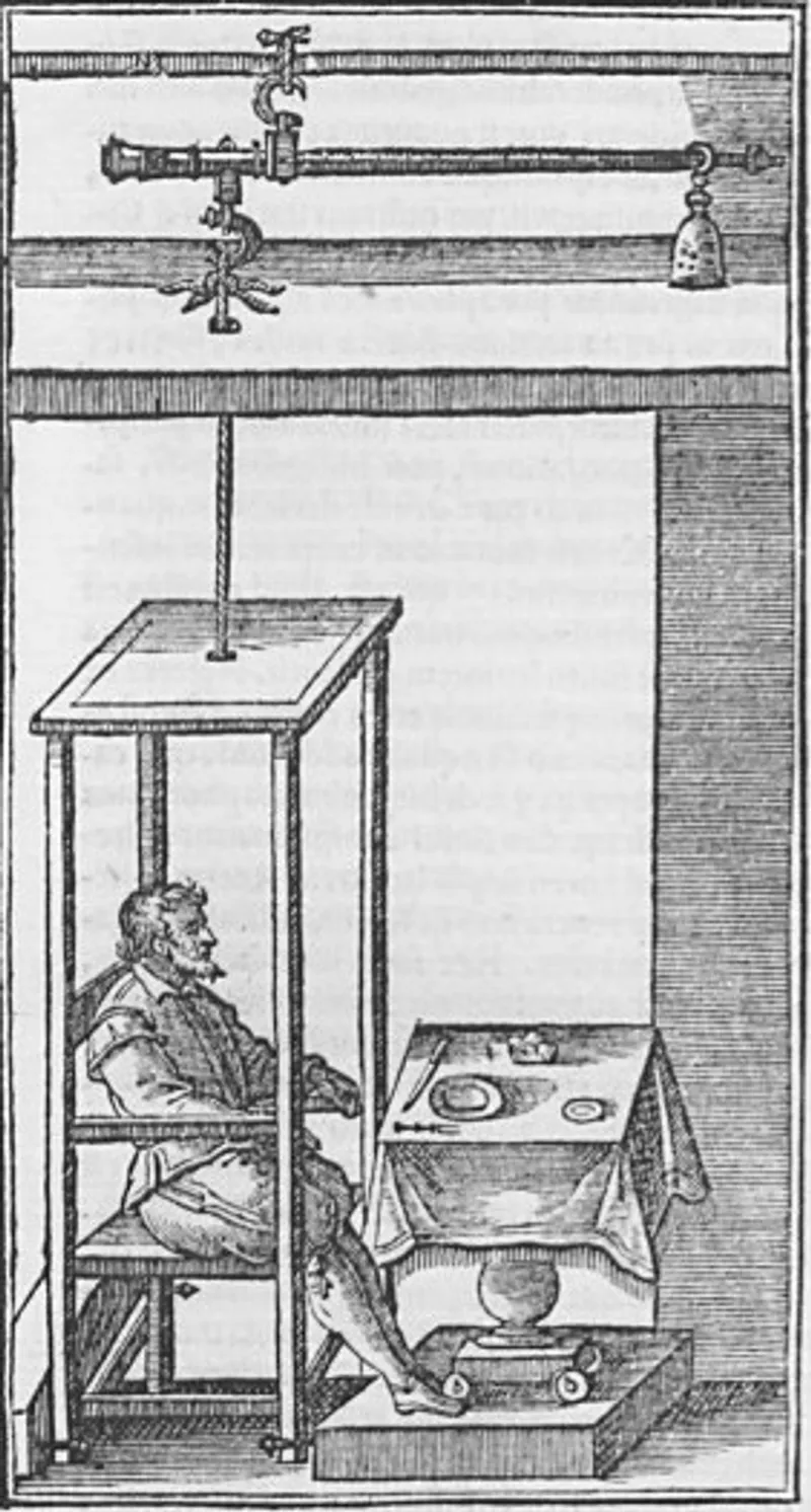 Santorio Santorio’s weighing machine, used to measure digestion and bodily functions.