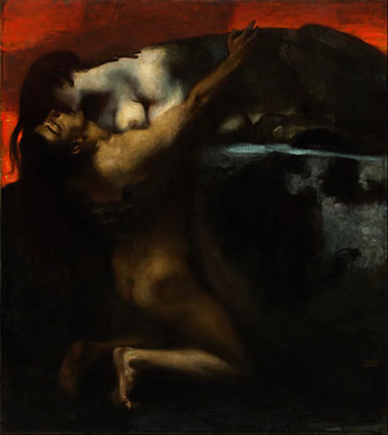 The Kiss of the Sphinx (1895), by Franz Stuck. (Wikimedia Commons)