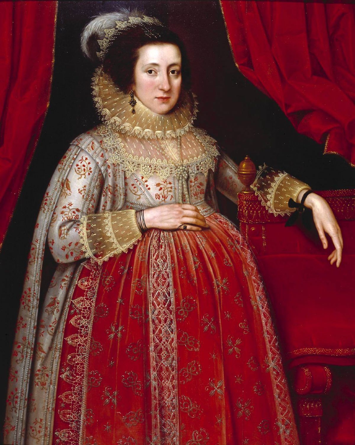 Portrait of a Woman in Red 1620 by Marcus Gheeraerts II (1620). Credit: Tate