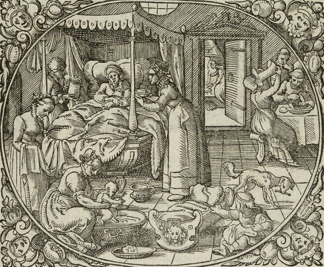 Detail from the frontispiece of Jacob Rueff’s De conceptu et generatione hominis (1580). Credit: Wellcome Images.