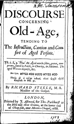 Richard Steele’s 1688 treatise on ageing well. Credit: EEBO.