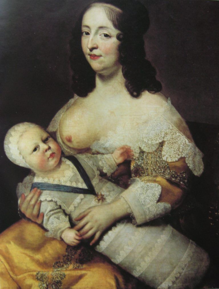 Louis XIV and his wet nurse by Charles Beaubrun, Palace of Versailles (late 17th century). (Public Domain)