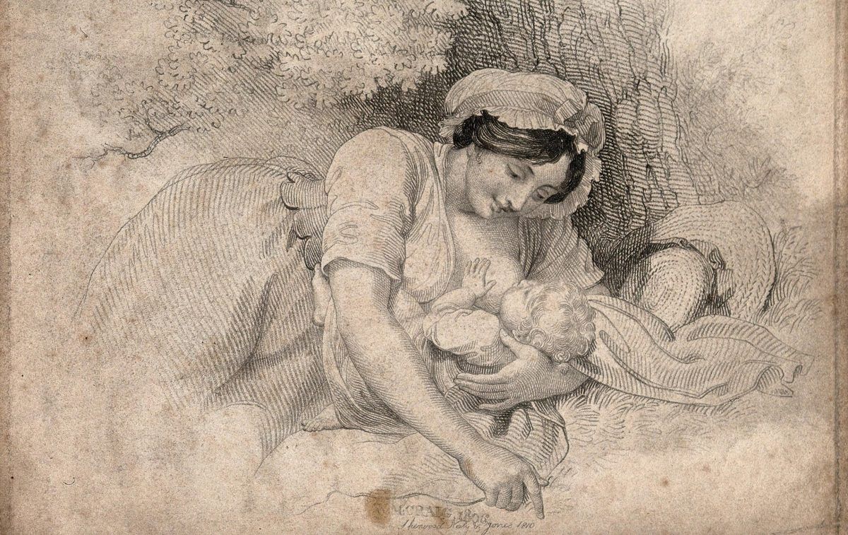 An engraving of a woman breastfeeding her child by W. M. Craig (1810). (Wellcome Images)