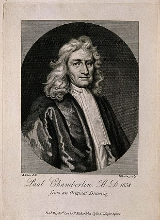 An engraving of Peter Chambelen the Third (son of Peter the Younger), with incorrect first name. (Wikimedia Commons)