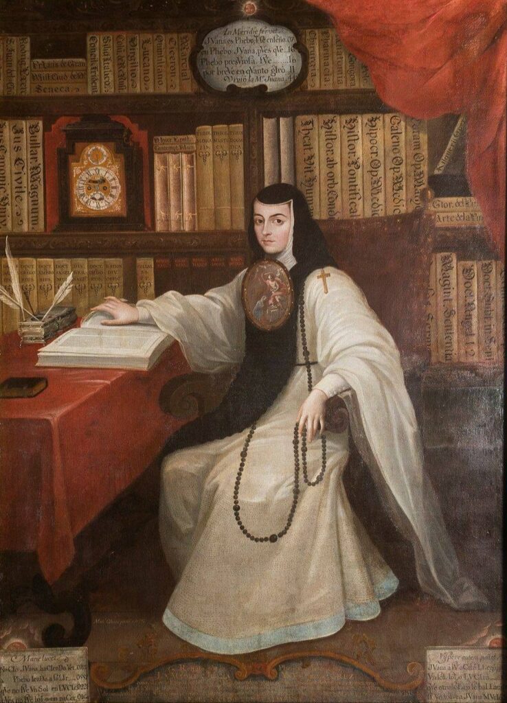 Miguel Cabrera’s iconic c. 1750 portrait of Sor Juana Inés de la Cruz in her convent library. (Image credit: Museo Nacional de Historia, Castillo de Chapultepec)